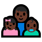 👨🏿‍👧🏿‍👶🏿 Emoji Familia - Hombre, Niña, Bebé: Tono De Piel Oscuro en Microsoft Windows 10 Fall Creators Update.