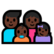 Emoji 👨🏿‍👩🏿‍👶🏿‍👧🏿 Famiglia - Uomo, Donna, Neonato, Bambina: Carnagione Scura su Microsoft Windows 10 Fall Creators Update.
