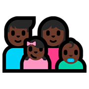 👨🏿‍👩🏿‍👧🏿‍👶🏿 Emoji Familie - Mann, Frau, Mädchen, Baby: dunkle Hautfarbe Microsoft Windows 10 Fall Creators Update.
