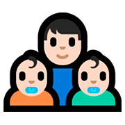 Émoji 👨🏻‍👶🏻‍👶🏻 Famille - Homme, Bébé, Bébé: Peau Claire sur Microsoft Windows 10 Fall Creators Update.