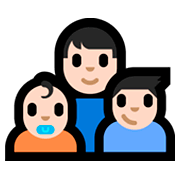 Emoji 👨🏻‍👶🏻‍👦🏻 Famiglia - Uomo, Neonato, Bambino: Carnagione Chiara su Microsoft Windows 10 Fall Creators Update.