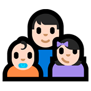 Emoji 👨🏻‍👶🏻‍👧🏻 Famiglia - Uomo, Neonato, Bambina: Carnagione Chiara su Microsoft Windows 10 Fall Creators Update.