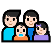 👨🏻‍👨🏻‍👶🏻‍👧🏻 Emoji Familie - Mann, Mann, Baby, Mädchen: helle Hautfarbe Microsoft Windows 10 Fall Creators Update.