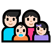 👨🏻‍👩🏻‍👶🏻‍👧🏻 Emoji Familie - Mann, Frau, Baby, Mädchen: helle Hautfarbe Microsoft Windows 10 Fall Creators Update.