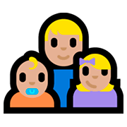 Emoji 👨🏼‍👶🏼‍👧🏼 Famiglia - Uomo, Neonato, Bambina: Carnagione Abbastanza Chiara su Microsoft Windows 10 Fall Creators Update.