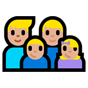 👨🏼‍👨🏼‍👦🏼‍👧🏼 Emoji Familia - Hombre, Hombre, Niño, Niña: Tono De Piel Claro Medio en Microsoft Windows 10 Fall Creators Update.
