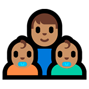 👨🏽‍👶🏽‍👶🏽 Emoji Familia - Hombre, Bebé, Bebé: Tono De Piel Medio en Microsoft Windows 10 Fall Creators Update.