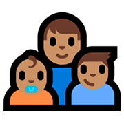 Emoji 👨🏽‍👶🏽‍👦🏽 Famiglia - Uomo, Neonato, Bambino: Carnagione Olivastra su Microsoft Windows 10 Fall Creators Update.