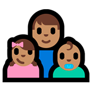 👨🏽‍👧🏽‍👶🏽 Emoji Familia - Hombre, Niña, Bebé: Tono De Piel Medio en Microsoft Windows 10 Fall Creators Update.