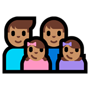 Emoji 👨🏽‍👨🏽‍👧🏽‍👧🏽 Famiglia - Uomo, Uomo, Bambina, Bambina: Carnagione Olivastra su Microsoft Windows 10 Fall Creators Update.