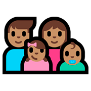 Emoji 👨🏽‍👩🏽‍👧🏽‍👶🏽 Famiglia - Uomo, Donna, Bambina, Neonato: Carnagione Olivastra su Microsoft Windows 10 Fall Creators Update.