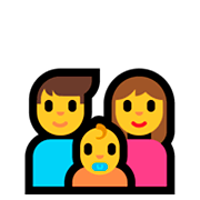 Émoji 👨‍👩‍👶 Famille: Homme, Femme, Bébé sur Microsoft Windows 10 Fall Creators Update.