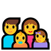 Émoji 👨‍👩‍👶‍👧 Famille: Homme, Femme, Bébé, Fille sur Microsoft Windows 10 Fall Creators Update.