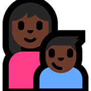 Emoji 👩🏿‍👦🏿 Famiglia - Donna, Bambino: Carnagione Scura su Microsoft Windows 10 Fall Creators Update.