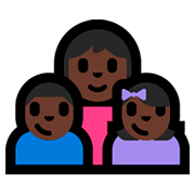 👩🏿‍👦🏿‍👧🏿 Emoji Familia - Mujer, Niño, Niña: Tono De Piel Oscuro en Microsoft Windows 10 Fall Creators Update.