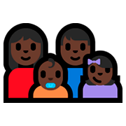 👩🏿‍👨🏿‍👶🏿‍👧🏿 Emoji Família - Mulher, Homem, Bebê, Menina: Pele Escura na Microsoft Windows 10 Fall Creators Update.