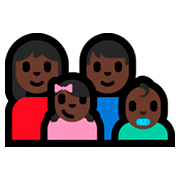 👩🏿‍👨🏿‍👧🏿‍👶🏿 Emoji Familie - Frau, Mann, Mädchen, Baby: dunkle Hautfarbe Microsoft Windows 10 Fall Creators Update.