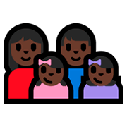 👩🏿‍👨🏿‍👧🏿‍👧🏿 Emoji Familie - Frau, Mann, Mädchen, Mädchen: dunkle Hautfarbe Microsoft Windows 10 Fall Creators Update.