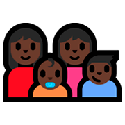 👩🏿‍👩🏿‍👶🏿‍👦🏿 Emoji Familie - Frau, Mann, Baby, Junge: dunkle Hautfarbe Microsoft Windows 10 Fall Creators Update.