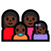 Émoji 👩🏿‍👩🏿‍👶🏿‍👧🏿 Famille - Femme, Femme, Bébé, Fille: Peau Foncée sur Microsoft Windows 10 Fall Creators Update.