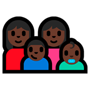 👩🏿‍👩🏿‍👦🏿‍👶🏿 Emoji Familie - Frau, Mann, Junge, Baby: dunkle Hautfarbe Microsoft Windows 10 Fall Creators Update.