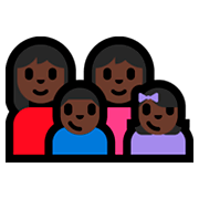 👩🏿‍👩🏿‍👦🏿‍👧🏿 Emoji Familie - Frau, Mann, Junge, Mädchen: dunkle Hautfarbe Microsoft Windows 10 Fall Creators Update.