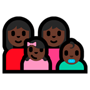 👩🏿‍👩🏿‍👧🏿‍👶🏿 Emoji Familie - Frau, Mann, Mädchen, Baby: dunkle Hautfarbe Microsoft Windows 10 Fall Creators Update.