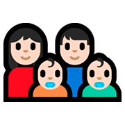 👩🏻‍👨🏻‍👶🏻‍👶🏻 Emoji Familie - Frau, Mann, Baby, Baby: helle Hautfarbe Microsoft Windows 10 Fall Creators Update.