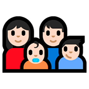 Emoji 👩🏻‍👨🏻‍👶🏻‍👦🏻 Famiglia - Donna, Uomo, Neonato, Bambino: Carnagione Chiara su Microsoft Windows 10 Fall Creators Update.