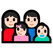 👩🏻‍👨🏻‍👧🏻‍👶🏻 Emoji Familie - Frau, Mann, Mädchen, Baby: helle Hautfarbe Microsoft Windows 10 Fall Creators Update.