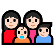 👩🏻‍👩🏻‍👶🏻‍👦🏻 Emoji Familia - Mujer, Mujer, Bebé, Niño: Tono De Piel Claro en Microsoft Windows 10 Fall Creators Update.