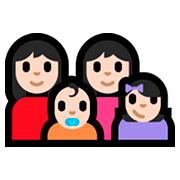 👩🏻‍👩🏻‍👶🏻‍👧🏻 Emoji Familie - Frau, Frau, Baby, Mädchen: helle Hautfarbe Microsoft Windows 10 Fall Creators Update.