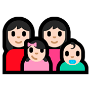 👩🏻‍👩🏻‍👧🏻‍👶🏻 Emoji Familie - Frau, Frau, Mädchen, Baby: helle Hautfarbe Microsoft Windows 10 Fall Creators Update.