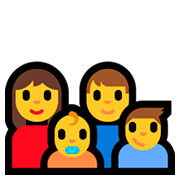 👩‍👨‍👶‍👦 Emoji Familia: mujer, hombre, bebé, niño en Microsoft Windows 10 Fall Creators Update.