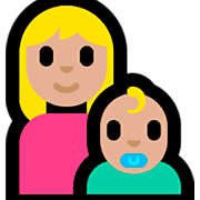 Emoji 👩🏼‍👶🏼 Famiglia - Donna, Neonato: Carnagione Abbastanza Chiara su Microsoft Windows 10 Fall Creators Update.