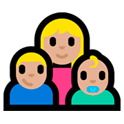 👩🏼‍👦🏼‍👶🏼 Emoji Familia - Mujer, Niño, Bebé: Tono De Piel Claro Medio en Microsoft Windows 10 Fall Creators Update.