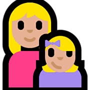Emoji 👩🏼‍👧🏼 Famiglia - Donna, Bambina: Carnagione Abbastanza Chiara su Microsoft Windows 10 Fall Creators Update.