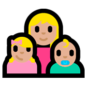 👩🏼‍👧🏼‍👶🏼 Emoji Familia - Mujer, Niña, Bebé: Tono De Piel Claro Medio en Microsoft Windows 10 Fall Creators Update.
