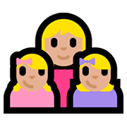 Emoji 👩🏼‍👧🏼‍👧🏼 Famiglia - Donna, Bambina, Bambina: Carnagione Abbastanza Chiara su Microsoft Windows 10 Fall Creators Update.