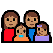 👩🏽‍👨🏽‍👶🏽‍👧🏽 Emoji Família - Mulher, Homem, Bebê, Menina: Pele Morena na Microsoft Windows 10 Fall Creators Update.