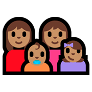 👩🏽‍👩🏽‍👶🏽‍👧🏽 Emoji Familie - Frau, Frau, Baby, Mädchen: mittlere Hautfarbe Microsoft Windows 10 Fall Creators Update.