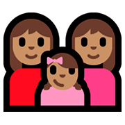 👩🏽‍👩🏽‍👧🏽 Emoji Familia - Mujer, Mujer, Niña: Tono De Piel Medio en Microsoft Windows 10 Fall Creators Update.