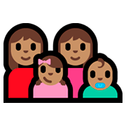 👩🏽‍👩🏽‍👧🏽‍👶🏽 Emoji Familie - Frau, Frau, Mädchen, Baby: mittlere Hautfarbe Microsoft Windows 10 Fall Creators Update.