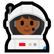 👩🏾‍🚀 Emoji Astronauta Mujer: Tono De Piel Oscuro Medio en Microsoft Windows 10 Fall Creators Update.