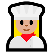 Emoji 👩🏼‍🍳 Cuoca: Carnagione Abbastanza Chiara su Microsoft Windows 10 Fall Creators Update.