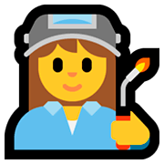 Emoji 👩‍🏭 Operaia su Microsoft Windows 10 Fall Creators Update.