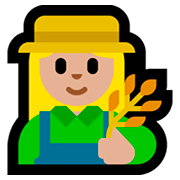 Emoji 👩🏼‍🌾 Contadina: Carnagione Abbastanza Chiara su Microsoft Windows 10 Fall Creators Update.