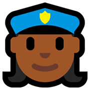 👮🏾‍♀️ Emoji Agente De Policía Mujer: Tono De Piel Oscuro Medio en Microsoft Windows 10 Fall Creators Update.
