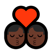 👨🏿‍❤️‍💋‍👨🏿 Emoji sich küssendes Paar - Mann: dunkle Hautfarbe, Mann: dunkle Hautfarbe Microsoft Windows 10 Fall Creators Update.