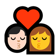 👨🏻‍❤️‍💋‍👩 Emoji sich küssendes Paar - Mann: helle Hautfarbe, Frau Microsoft Windows 10 Fall Creators Update.